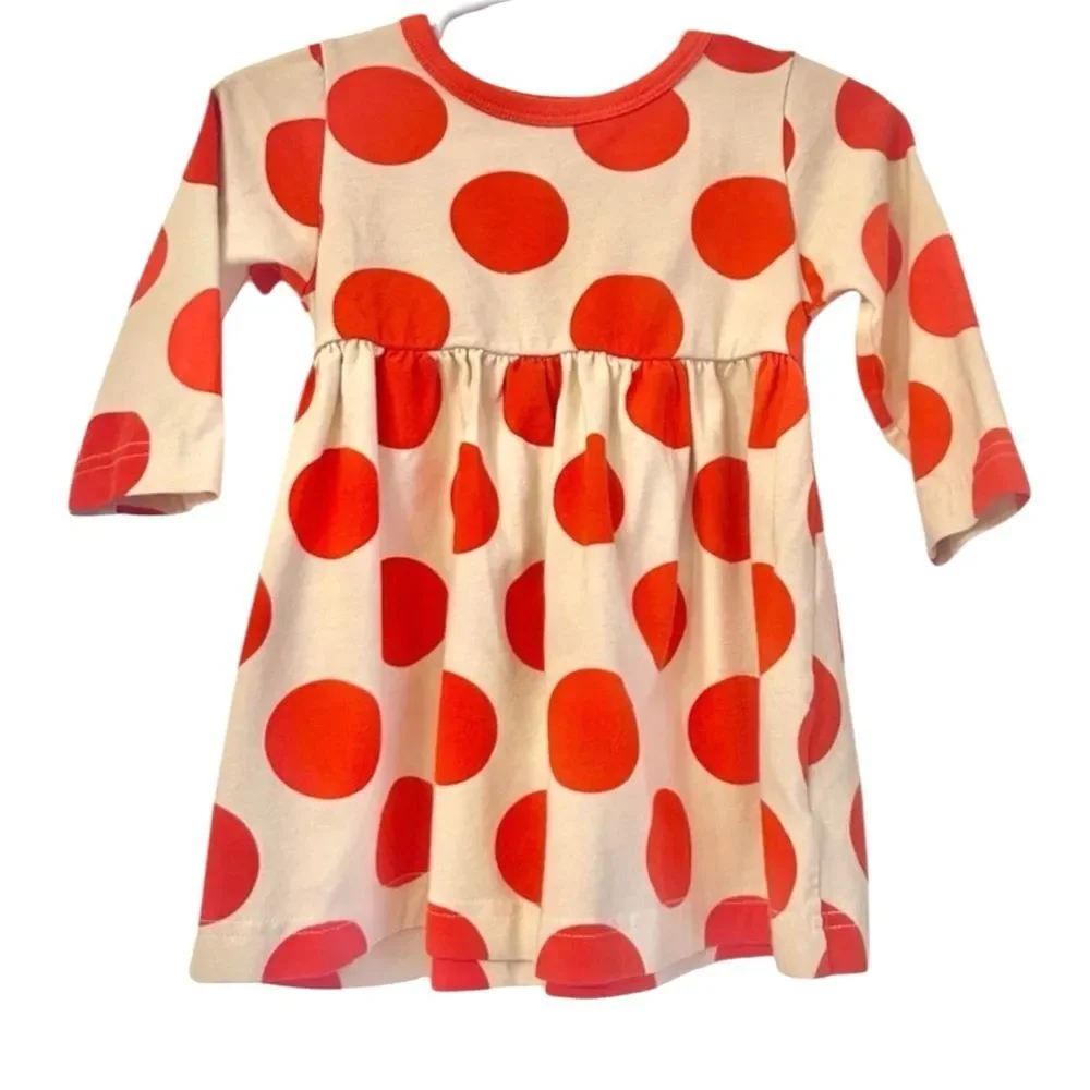 Kelly’s Kids Girls Orange and Cream Polka Dot Dress 12M - Picture 2 of 6